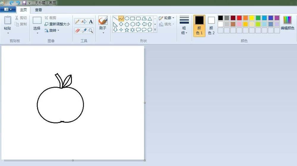 画图工具怎么画红色的苹果?