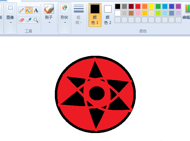 画图工具怎么手绘佐助万花筒写轮眼?