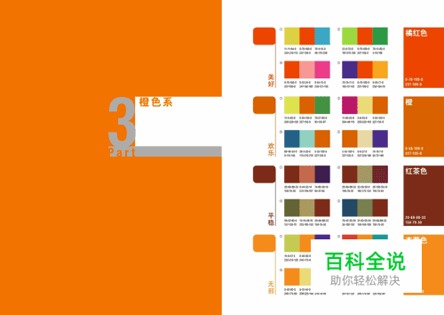 经典配色方案：红、橙、黄、绿、青、紫、无彩色系