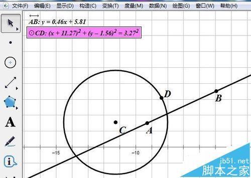 几何画板怎么通过度量计算直线或曲线的方程?