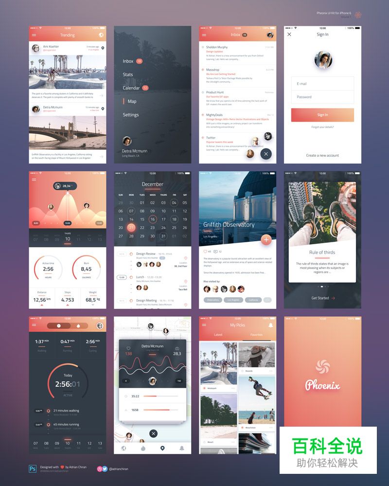 精美的12页APP模板下载！PSD+Sketch