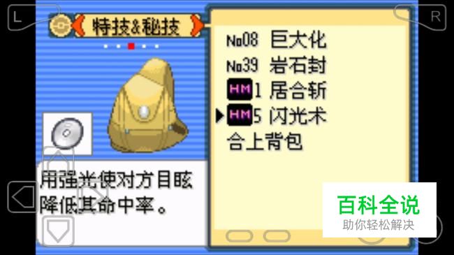 口袋妖怪漆黑的魅影闪光术怎么用