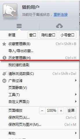 猎豹浏览器如何查看浏览记录?猎豹浏览器查看历史记录的方法图解
