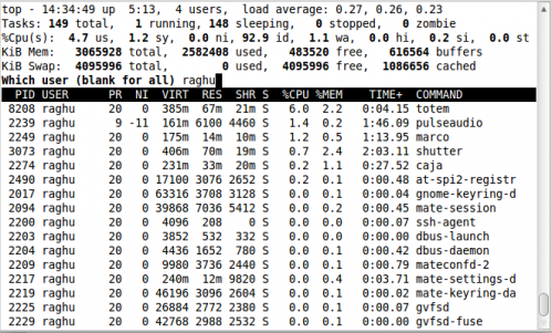 Linux中用于进程显示的top命令使用实例集锦