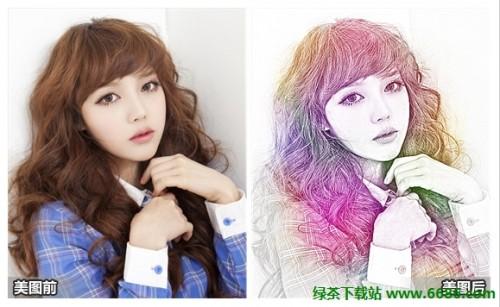 美图秀秀DIY彩色铅笔肖像画教程