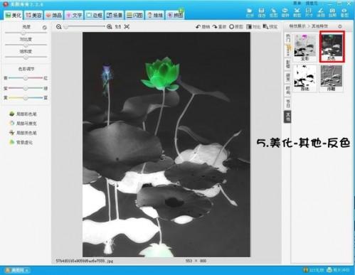美图秀秀教你将荷花图片打造出水墨画风格效果
