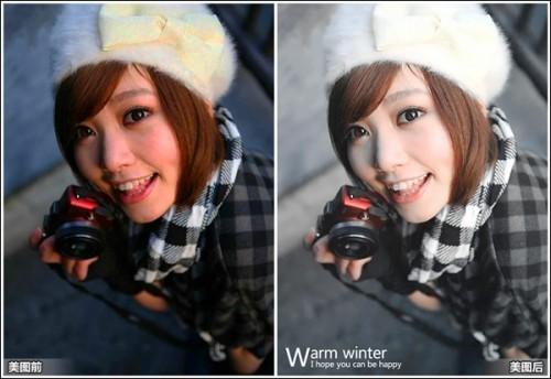 美图秀秀调出冬日浅灰色调