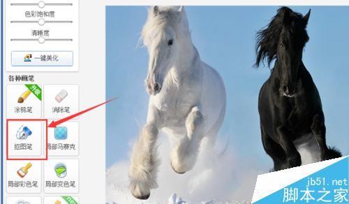 美图秀秀利用抠图功能扣取图片中的白马?