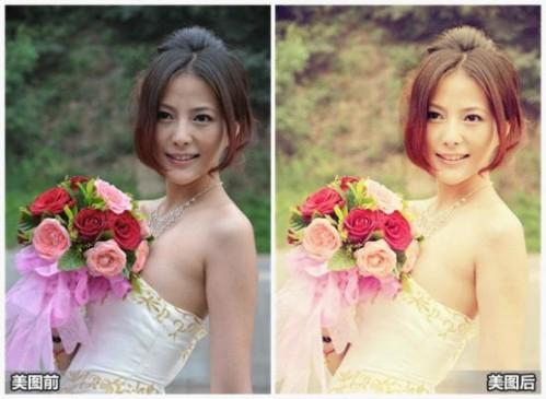 美图秀秀打造幸福的秋季婚片色彩