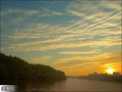 美图秀秀非常漂亮的夕阳西下画面的呈现