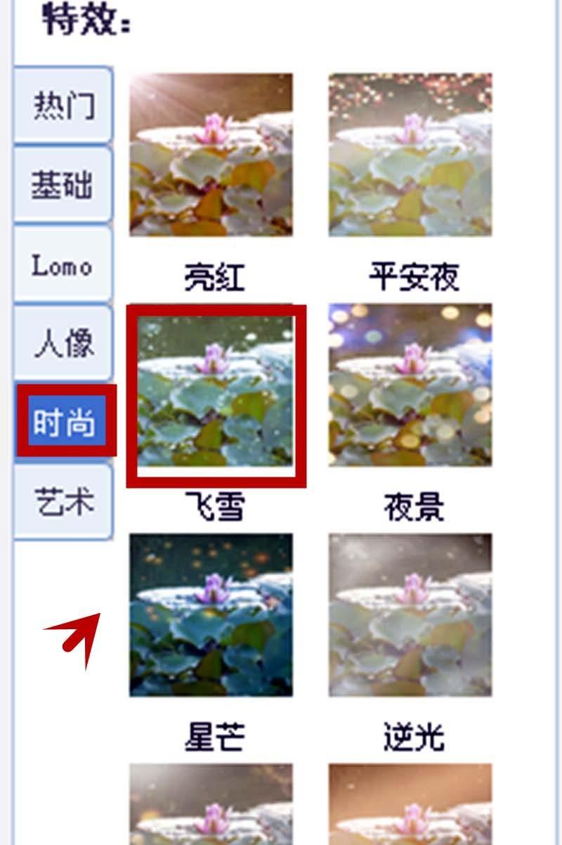 美图秀秀怎么给照片添加雪花效果?