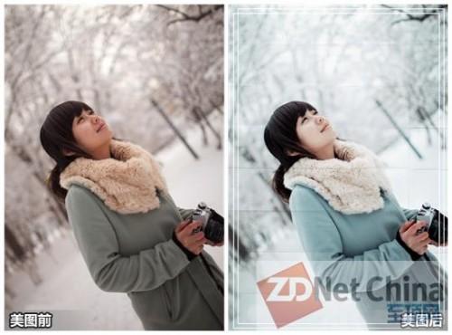 美图秀秀打造晶莹雪景照 雪中精灵