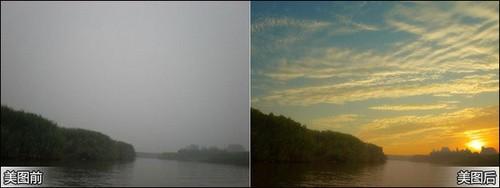 美图秀秀非常漂亮的夕阳西下画面的呈现