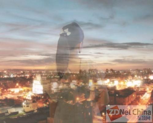 美图秀秀把你融合在夜景 透光背影照