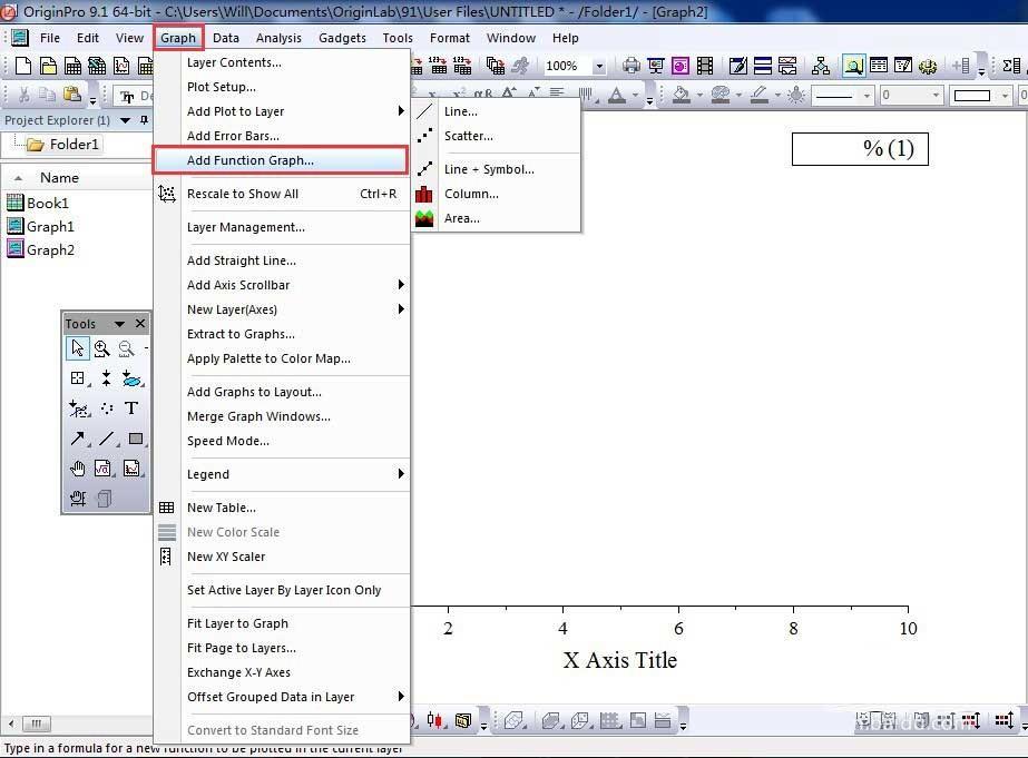 originpro9.1怎么进行函数绘图？Origin9.1函数绘图操作指南
