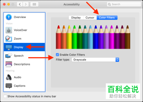 苹果的Mac电脑的灰度即黑白屏幕如何开启
