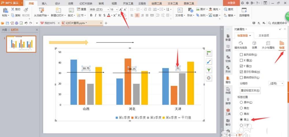 ppt柱状图怎么添加平均线?