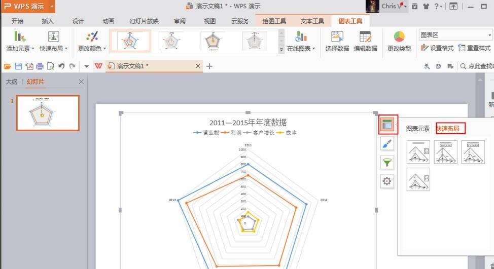 ppt文件中怎么制作雷达图表?