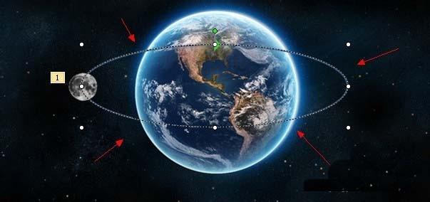 PPT怎么制作一段月球围绕地球转的动画?