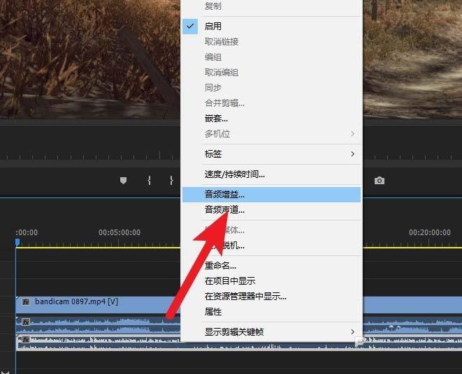 premiere素材中的人声解说怎么增加音量?