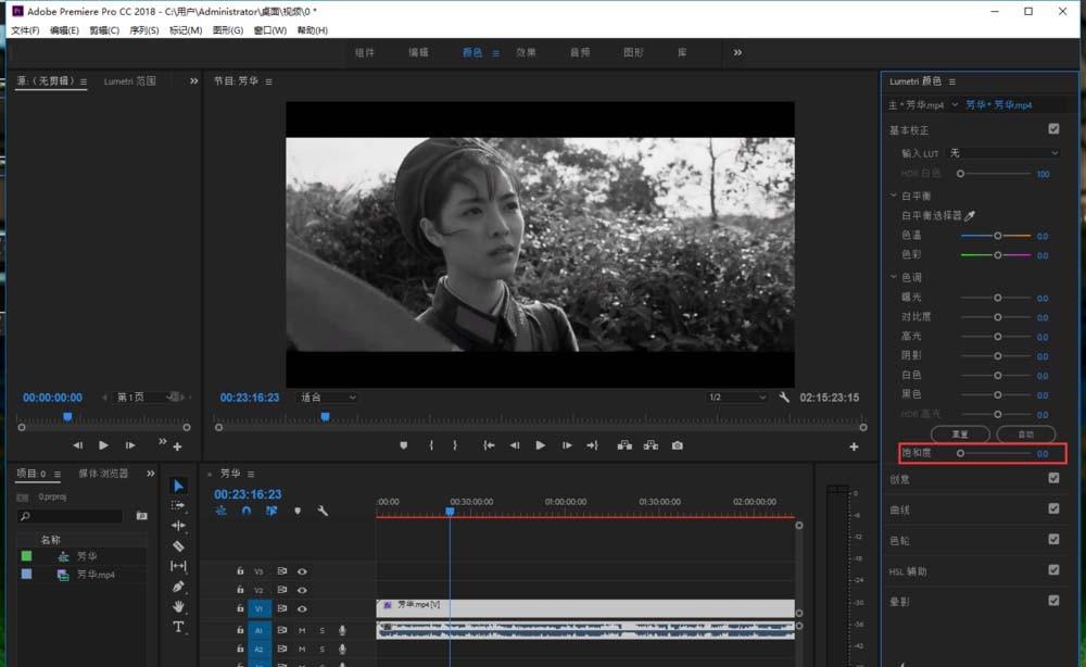 premiere2018视频怎么去色制作黑白效果?
