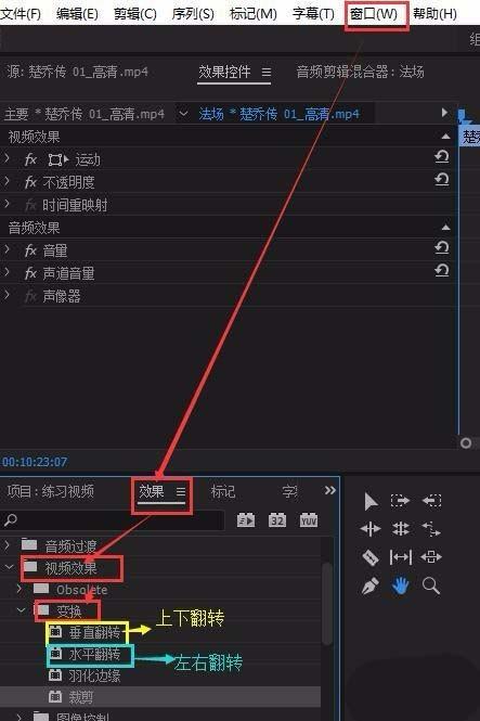 premiere视频怎么水平/垂直翻转?