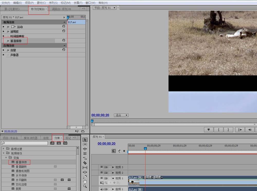 premiere垂直定格和提取效果该怎么制作?