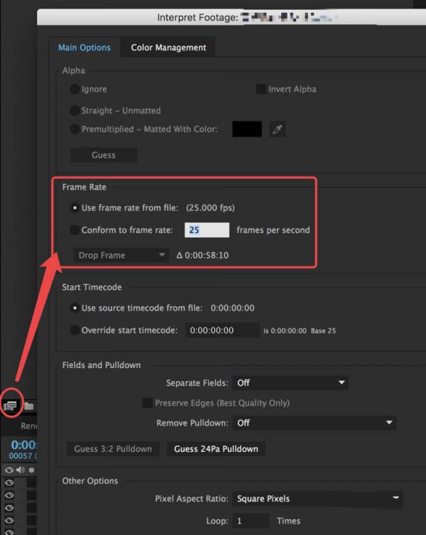 Premiere怎么解释素材更改导入序列的帧率?