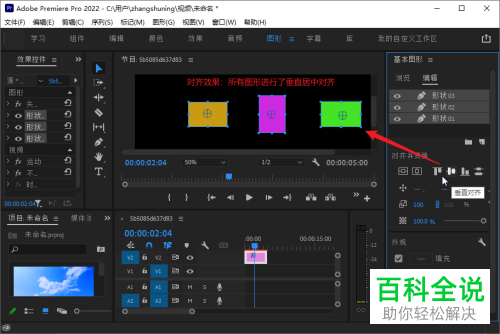 Pr如何将图形设置为垂直对齐
