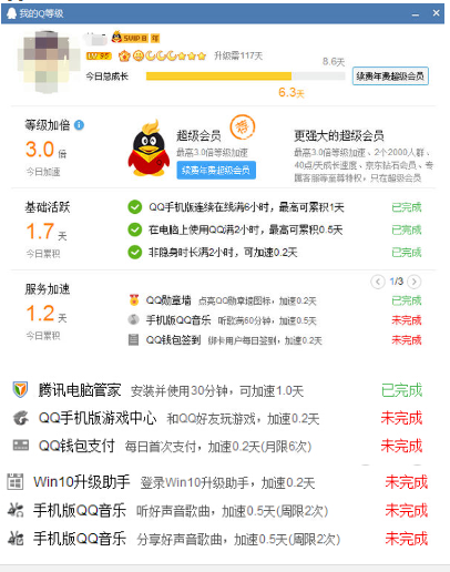 qq加速升级1天等于5天,正确吗?