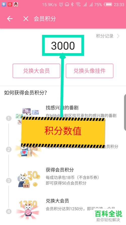 如何查看手机版哔哩哔哩App的会员积分