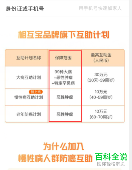 如何查看相互宝中的慢病防癌互助计划的互助范围