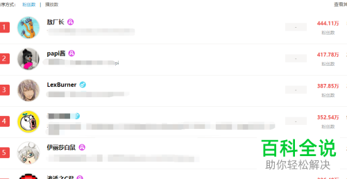 如何查看哔哩哔哩B站中的up主粉丝数量排行榜