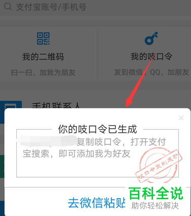 如何查看支付宝中自己的吱口令