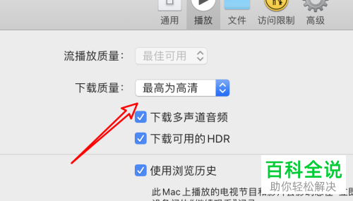 如何给Mac苹果电脑自带的视频软件设置下载视频质量为标清