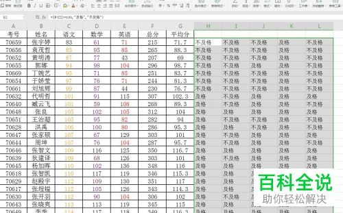 如何给WPS Excel表格设置标注不及格成绩