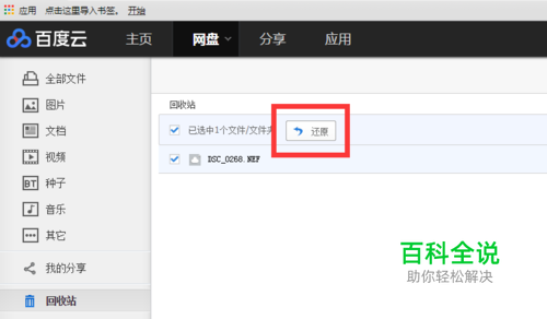 如何恢复百度云网盘中被删除的文件