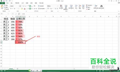 如何将Excel表格中的比例数据设置为数据条可视化显示
