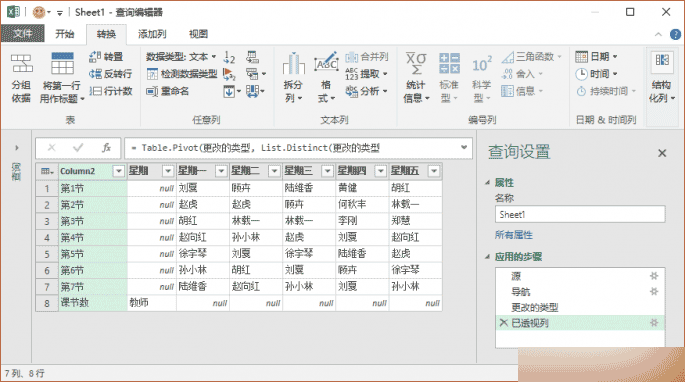 如何将类似流水账样式的数据表转换为二维表格?