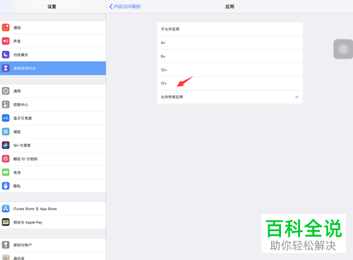 如何将iPad Pro应用访问限制设置为17+