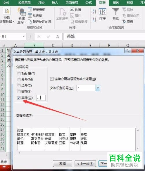 如何利用分格符号在Excel中分列
