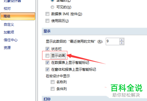 如何启用Access显示动画功能