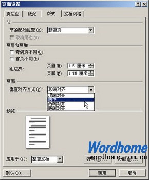 如何设置Word 2007文档中垂直对齐
