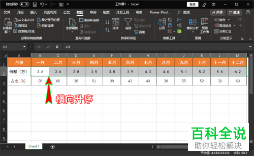 如何设置Excel表格的横向排序功能