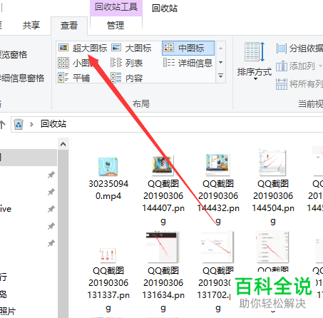 如何使电脑回收站的预览图标变大？