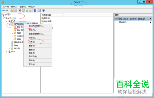 如何停用Windows Server 2012 R2系统中的DHCP IPv4作用域