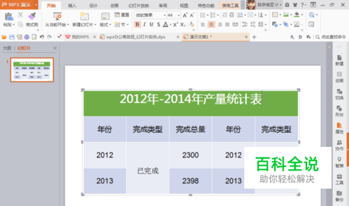 如何用PPT绘制产量统计表