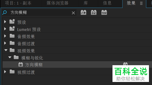 如何用Pr给视频添加方向模糊效果