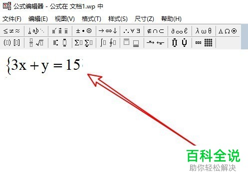 如何在wps2019的文档里添加二元一次方程组?