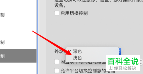 如何在mac电脑中给切换控制面板设置浅色的外观